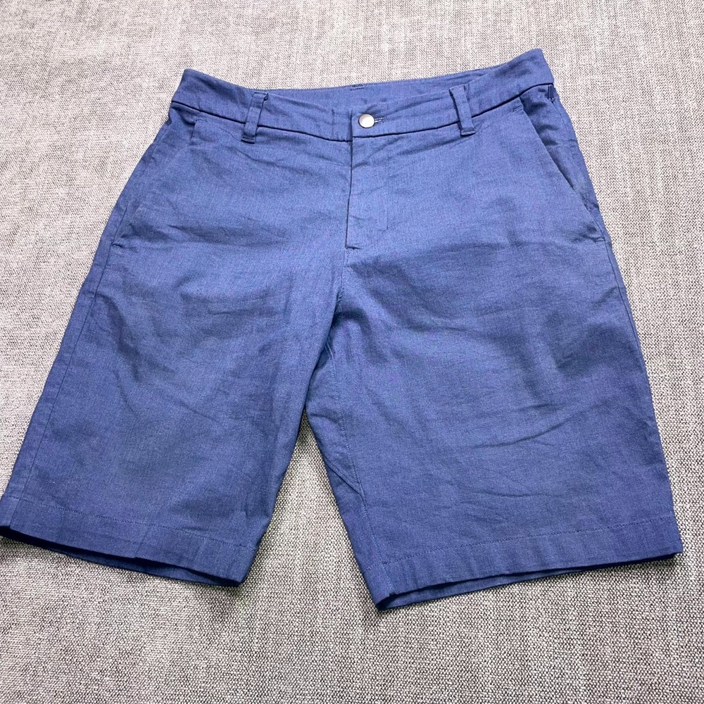 Lululemon Commission Shorts Mens 30 Blue Cotton Stretch Flat Front Chino 10in